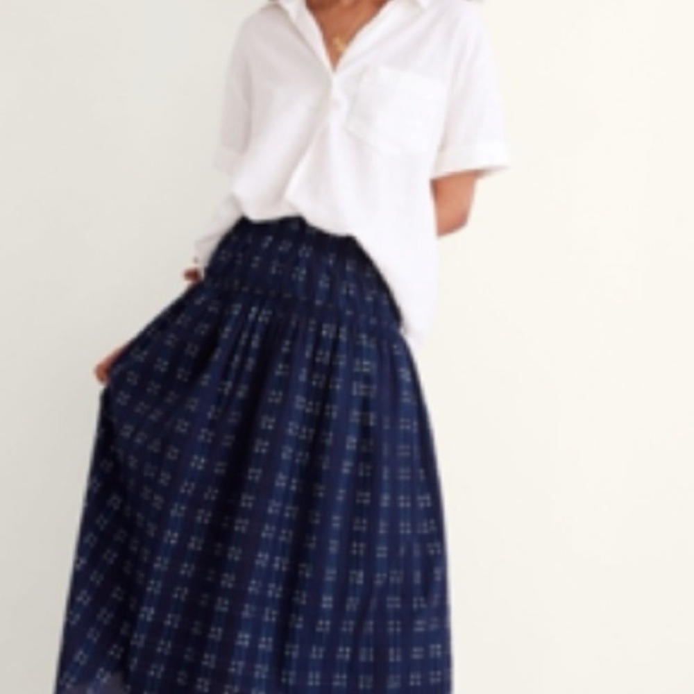 Madewell Navy Plaid Gathered Skir - Picture 7 of 7